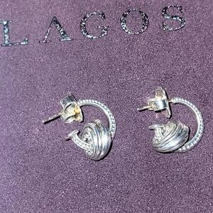 Lagos Silver Fluted Disc Earrings
